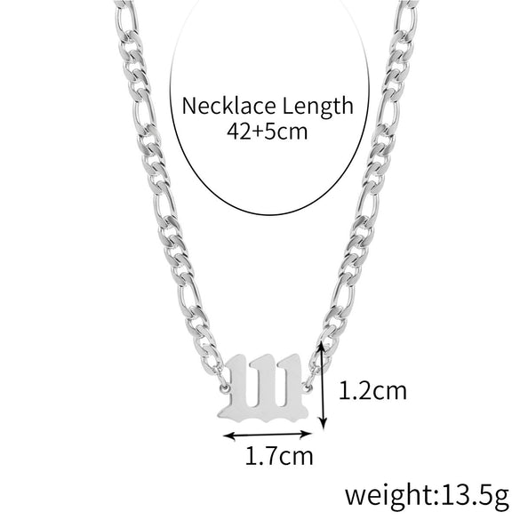 Women's Stainless Steel Clavicle Chain Necklace With Polishing Treatment And Letters Numbers Text Pendant
