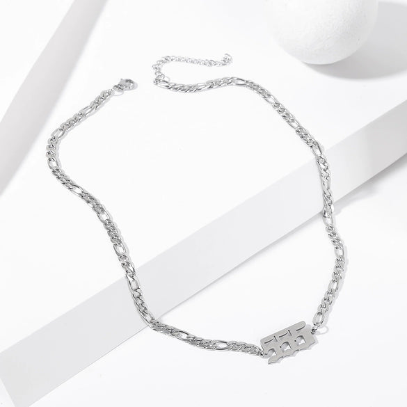 Women's Stainless Steel Clavicle Chain Necklace With Polishing Treatment And Letters Numbers Text Pendant