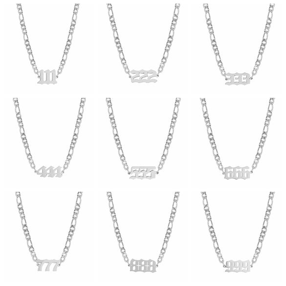 Women's Stainless Steel Clavicle Chain Necklace With Polishing Treatment And Letters Numbers Text Pendant