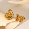 Women's Stainless Steel Conch Earrings With Diamonds Marine Wind Style