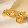 Women's Stainless Steel Conch Earrings With Geometric Pattern And Electroplating Animal Style
