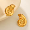 Women's Stainless Steel Conch Earrings With Geometric Pattern And Electroplating Animal Style