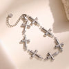 Women's Stainless Steel Cross Bracelet With Electroplating Design