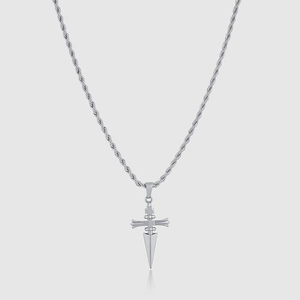 Women's Stainless Steel Cross Dagger Pendant Necklace With Twist Chain Geometric Simple Electroplated Jewelry Gift