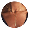 Women's Stainless Steel Cross Pendant Necklace With Geometric Clavicle Chain Electroplated Light Luxury Elegant Layered Style