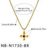 Women’s Stainless Steel Cross Pendant Necklace With Natural Stone Design Geometric Style And 18K Vacuum Plated Finish