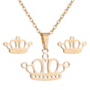 Women's Stainless Steel Crown Necklace And Earrings Jewelry Set With Electroplated Finish And Simple Elegant Design Wholesale