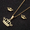Women's Stainless Steel Crown Necklace And Earrings Jewelry Set With Electroplated Finish And Simple Elegant Design Wholesale