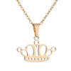 Women's Stainless Steel Crown Necklace And Earrings Jewelry Set With Electroplated Finish And Simple Elegant Design Wholesale