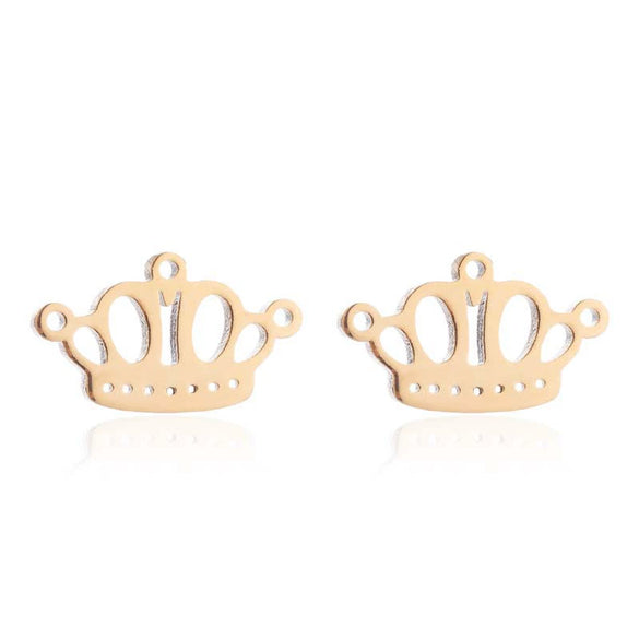 Women's Stainless Steel Crown Necklace And Earrings Jewelry Set With Electroplated Finish And Simple Elegant Design Wholesale