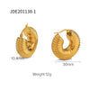Women's Stainless Steel Cshaped Earrings With Letters Numbers Text Pattern 18K Vacuum Plated Jewelry