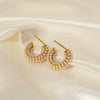 Women's Stainless Steel Cshaped Geometric Natural Style Electroplated Pearl Earrings