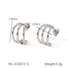 Women's Stainless Steel Cshaped Threelayer Line Geometric Electroplated Earrings