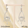 Women's Stainless Steel Cut Out Devil's Eye Inlaid Pearl Geometric Style Electroplated Earrings