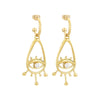 Women's Stainless Steel Cut Out Devil's Eye Inlaid Pearl Geometric Style Electroplated Earrings