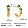 Women's Stainless Steel Cwave Stud Earrings With Natural Stone And Geometric Plated Design