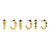 Women's Stainless Steel Cwave Stud Earrings With Natural Stone And Geometric Plated Design