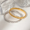 Women's Stainless Steel Diamond Pattern Bracelet With Zircon Inlay Minimalist Design And Vacuum Electroplated Finish