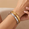 Women's Stainless Steel Diamond Pattern Bracelet With Zircon Inlay Minimalist Design And Vacuum Electroplated Finish