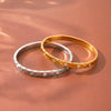 Women's Stainless Steel Diamond Pattern Bracelet With Zircon Inlay Minimalist Design And Vacuum Electroplated Finish