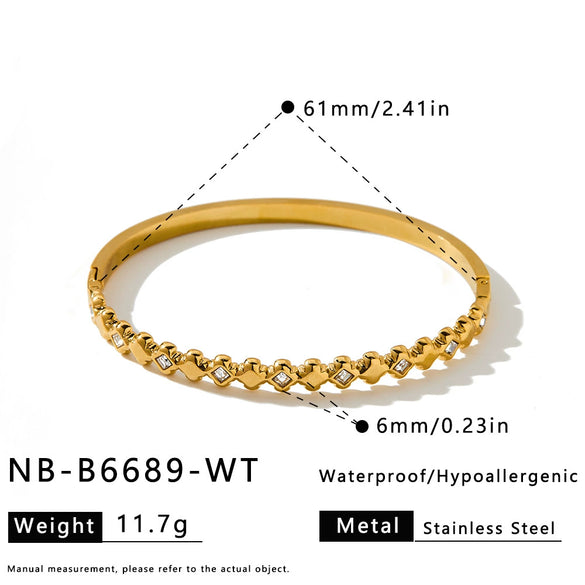 Women's Stainless Steel Diamond Pattern Bracelet With Zircon Inlay Simple Plated Fashion Jewelry Wholesale
