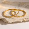 Women's Stainless Steel Diamond Pattern Bracelet With Zircon Inlay Simple Plated Fashion Jewelry Wholesale