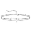Women's Stainless Steel Double Layer Anklet With Rice Bead Magic Chain Cuban Link And Paper Clip Chain Geometric Simple Fresh Style