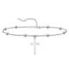 Women's Stainless Steel Double Layer Anklet With Rice Bead Magic Chain Cuban Link And Paper Clip Chain Geometric Simple Fresh Style