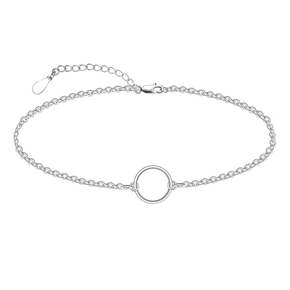 Women's Stainless Steel Double Layer Anklet With Rice Bead Magic Chain Cuban Link And Paper Clip Chain Geometric Simple Fresh Style