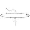 Women's Stainless Steel Double Layer Anklet With Rice Bead Magic Chain Cuban Link And Paper Clip Chain Geometric Simple Fresh Style