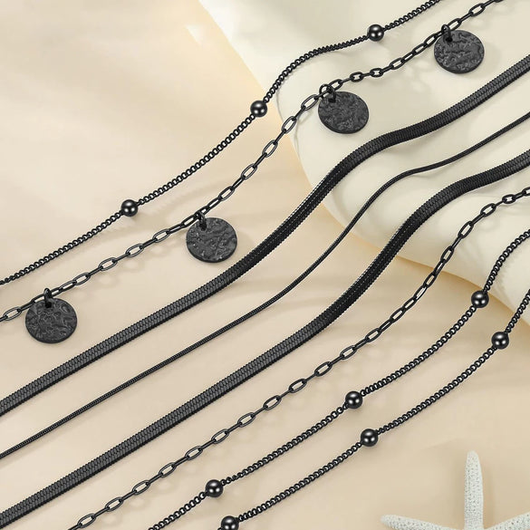 Women's Stainless Steel Double Layer Anklet With Snake Bone And Paperclip Chain Geometric Simple Casual Foot Jewelry