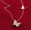 Women's Stainless Steel Double Layer Butterfly Pendant Necklace With Electroplated Ochain Design Fairy Style Jewelry
