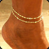 Women's Stainless Steel Double Layer Geometric Snake Bone Rice Bead Anklet Simple Elegant Casual Foot Jewelry