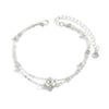 Women's Stainless Steel Double Layer Geometric Snake Bone Rice Bead Anklet Simple Elegant Casual Foot Jewelry