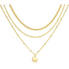 Women's Stainless Steel Double Layer Initial Disc Pendant Necklace With Letter Design Electroplated Casual Jewelry