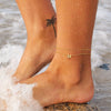 Women’s Stainless Steel Double Layer Letter Anklet With Millet Beads And Gold Tone Finish Simple Fashion Foot Jewelry