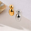 Women's Stainless Steel Double Teardrop Dangle Earrings With Smooth Geometric Oval Bean Shape And Two Tone Electroplated Minimalist Fashion Design