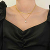 Women's Stainless Steel Doublelayer Stacked Snake Bone Chain Necklace With Geometric Design And Electroplating Treatment