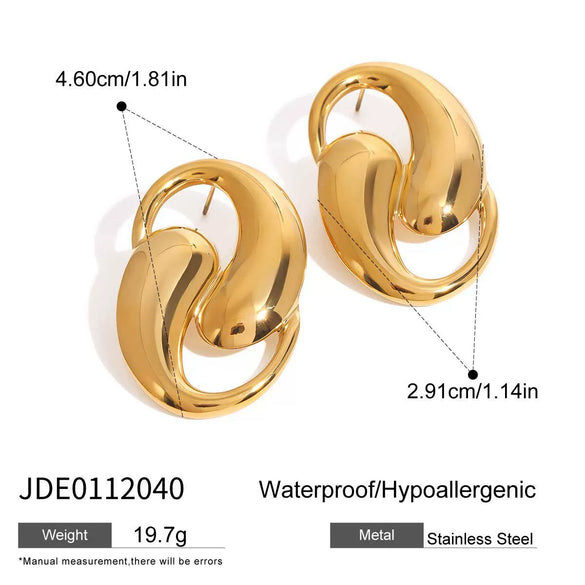 Women's Stainless Steel Drop Shaped Hollow Electroplated Earrings Jewelry