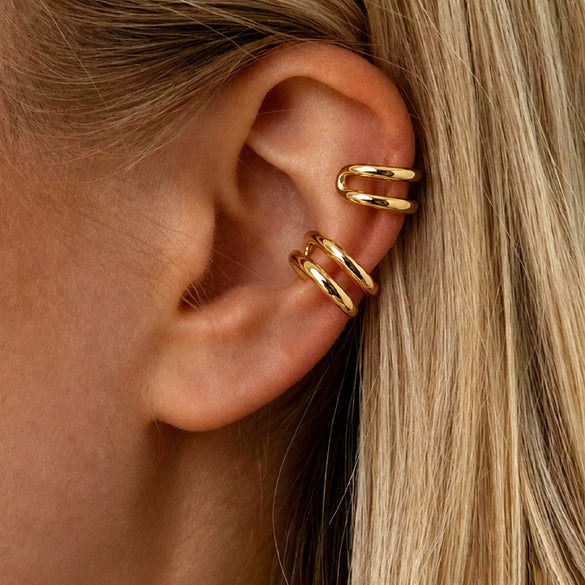 Women’s Stainless Steel Ear Cartilage Cuffs With Electroplated Geometric Cshaped Minimalist Design