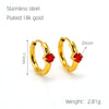 Women's 316L Stainless Steel Earrings 18K Gold Plated With Geometric Design Inlaid With Color Zircon