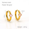 Women's 316L Stainless Steel Earrings 18K Gold Plated With Geometric Design Inlaid With Color Zircon