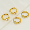 Women's 316L Stainless Steel Earrings 18K Gold Plated With Geometric Design Inlaid With Color Zircon