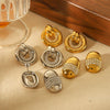 Women's Stainless Steel Earrings With Diamond And Geometric Design
