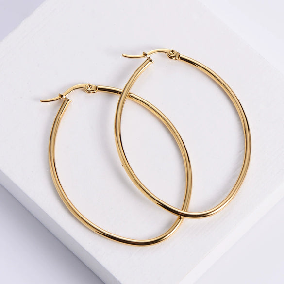 Women's 316L Stainless Steel Eggshaped And Heartshaped Electroplated Geometric Style Fashion Earrings