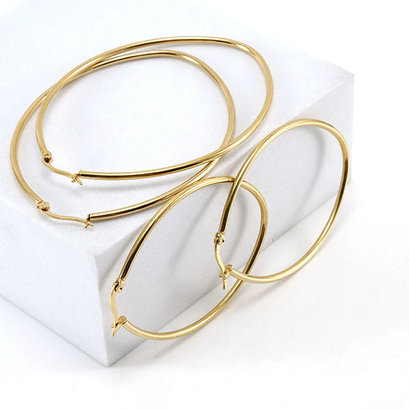 Women's 316L Stainless Steel Eggshaped And Heartshaped Electroplated Geometric Style Fashion Earrings
