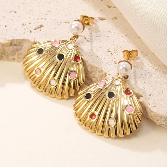 Women's Stainless Steel Electroplated Butterfly And Flower Geometric Earrings With Diamond Accent Irregular Light Luxury Style