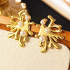 Women's Stainless Steel Electroplated Butterfly And Flower Geometric Earrings With Diamond Accent Irregular Light Luxury Style