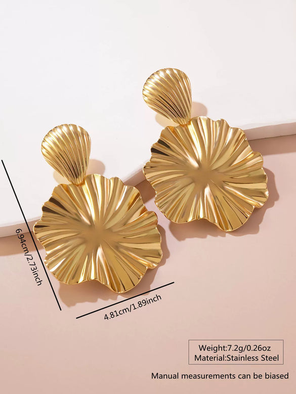 Women's Stainless Steel Electroplated Butterfly And Flower Geometric Earrings With Diamond Accent Irregular Light Luxury Style
