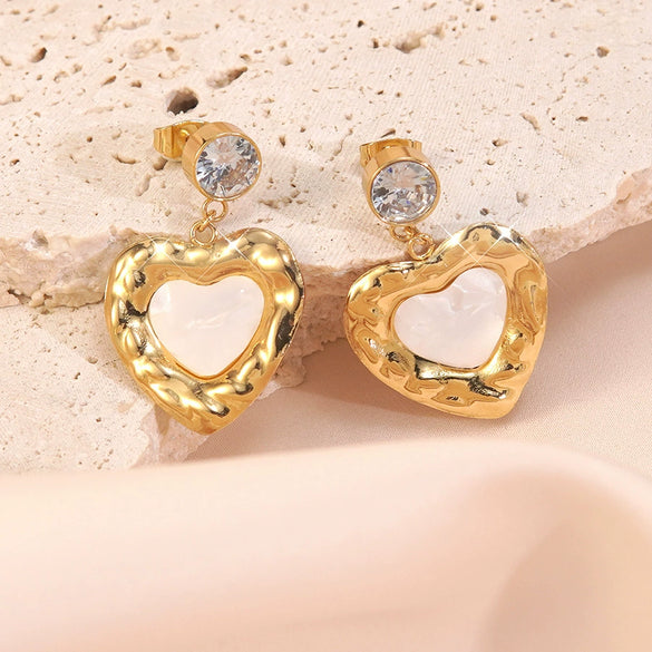 Women's Stainless Steel Electroplated Butterfly And Flower Geometric Earrings With Diamond Accent Irregular Light Luxury Style